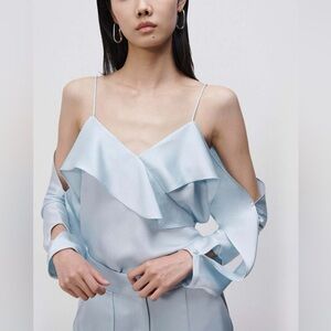 Simkhai Blue Satin Blouse NWT